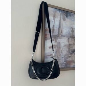 Coach Teri C2381-CJ608 Black Leather Crossbody Chain Bag